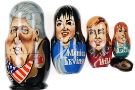 c1998 Bill Clinton Monica Lewinsky Comical Russian Nesting Dolls set - £85.10 GBP