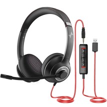 Usb Headset With Mic For Pc, Over-Ear Computer Laptop Headphones With No... - £43.41 GBP