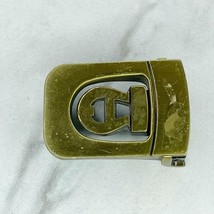 Etienne Aigner Gold Tone Vintage Clamp Style Logo Belt Buckle - £5.46 GBP