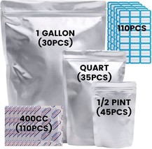 Mylar Food Storage Bags 110 count 10 Mil, Oxygen Absorber pint gallon quart - $17.72