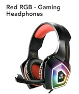 PRO GAMING HEADPHONES RGB 3.5mm 4Pin-V-1, w/Backlight HUNTERSPIDER - RED - $30.93 CAD