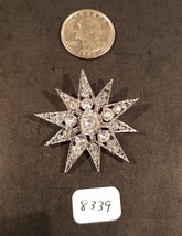 Vintage Silver Tone 10 point Star Pin with Crystals Never Used - $8.99