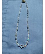 VINTAGE Faucted Graduated Clear  Iridescent Glass Beaded Necklace EUC - $17.79 CAD