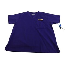 LSU Tigers Scrub Small Purple V Neck Top Wonder Wink Work Unisex Pockets... - $12.94