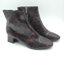 Zara Womens Ankle Boots Block Heels Rubber Leopard Print Brown Black 40 US 9 - £23.19 GBP