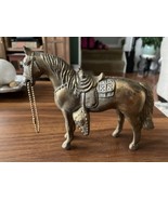 Vintage Cast Made Brass Horse with Saddle Figurine Statue - £18.26 GBP