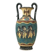 Minoan Vase Pottery Painting Blue Ladies Ancient Greek Crete Ceramic Knossos - $107.34