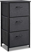 Landvoi Storage Dresser With 3 Fabric Drawers, Night Stand, Black Grey Bet11B - £40.76 GBP