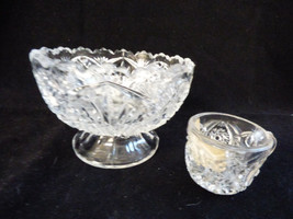 VTG set of 2 Pressed Glass Childrens play time Punch Bowl &amp; whirligig cut cup - £29.92 GBP