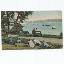Vtg. Along South Shore Chautauqua New York NY Postcard Posted Kids Playing Pier - £7.83 GBP