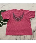 Womens Vintage 90s Country Western Tee Size L Pink Glitter Beaded Print ... - $31.12 CAD