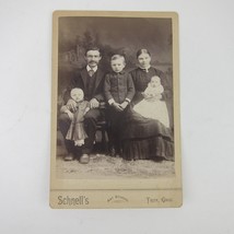 Cabinet Card Photograph Family Man Woman Sons Baby Schnells Troy Ohio Antique - £15.94 GBP