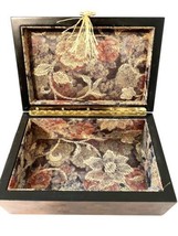 Vintage Hallmark 1991 Burlwood Box With Tapestry Interior About 7x4 In SEE PICS - £79.93 GBP