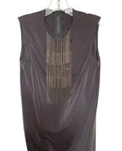 Brunello Cucinelli Silk Beaded Sleeveless Top Sz S Made in Italy Eggplant Purple image 2