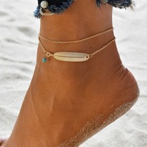 Anklet Bracelet Set Feather Ankle Chain Bracelet On Leg Boho Jewelry Ank... - £9.58 GBP