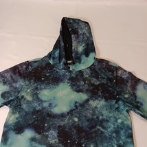 Carbon Men's Black & Dyed Blue Drawstring Hoodie Pullover Sweatshirt Size Medium image 7