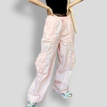 Zara Parachute Wide leg Cargo Pants Pink Bloggers Fav Size XL - £46.93 GBP