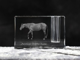 American Quarter Horse, crystal pen holder with horse, souvenir, decoration - $49.99