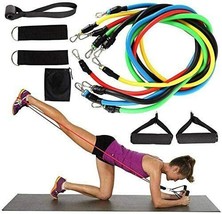 11 PCS Resistance Bands  Portable Set, with Door Anchor, For Home Work o... - £9.39 GBP
