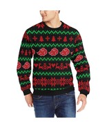 Black Anime Cloud Ugly Christmas Rib Cuff Crewneck Sweatshirt for Men - £29.93 GBP