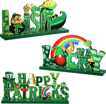 3 Pieces St. Patrick&#39;s Day Table Decoration Shamrock Sign Table - £10.73 GBP
