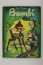 Vintage HB Children&#39;s Book Walt Disney Cartoon BAMBI A Big Golden Book 1949 - £9.84 GBP