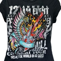 bejeweled susan fixel rock roll Guitar rhinestone short sleeve tunic Shirt L - $19.79