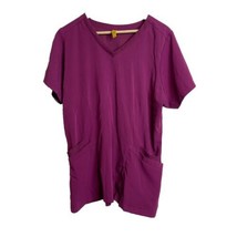 Wonderwick Aero Women’s Burgundy Scrub Top Size Large Short Sleeve Pockets - $15.05