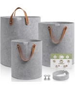 Brand New Felt Storage Basket Set of 3 with Interchangeable Handles - £23.96 GBP