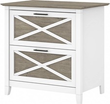 Bush Furniture 2 Drawer Lateral File Cabinet, Pure White and Shiplap Gray - £200.63 GBP