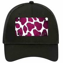 Pink White Giraffe Oil Rubbed Novelty Black Mesh License Plate Hat - £23.31 GBP
