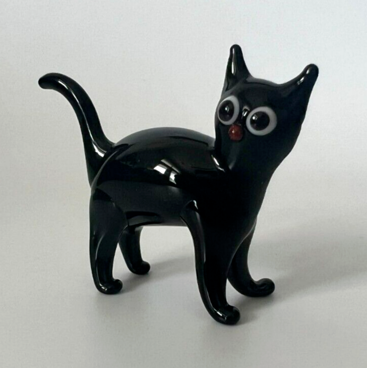 Primary image for Clearance, Big Discount, Murano Glass, Handcrafted Unique Lovely Cat Figurine
