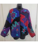 Alex Kim Chenille Artsy Motif Colorful Jacket Womens Size Large Southwes... - $343.63 MXN