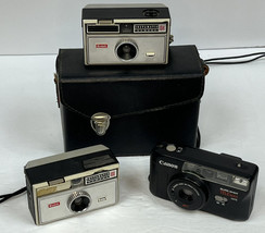 Vtg Cameras Kodak Instamatic 100 &amp; 104 &amp; Canon Telemax - Parts or Decor - £15.42 GBP