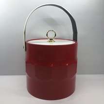 Vintage Red Vinyl Ice Bucket by Shelton Ware MCM 70s Retro Mid Century Bar - $11.25