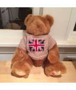 Harrods London UK Flag Sweater Brown Plush Teddy Bear - 15&quot; Tall - £11.87 GBP