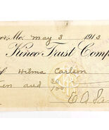 1913 Kineo Trust Company Bank Check E.A. Sampson Dover Maine Signed 4101... - €17,16 EUR