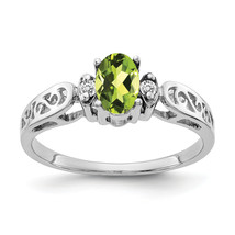 14k Gold 6x4mm Oval Peridot AA Diamond ring X9735PE/AA - £289.64 GBP