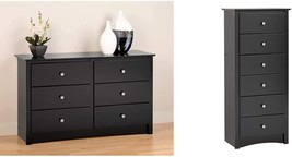 Prepac Sonoma Children&#39;S 6 Drawer Dresser, Black &amp; Black Sonoma Tall 6 Drawer - £379.39 GBP