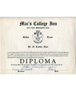 Guzzling Diploma from Mac&#39;s College Inn Dallas Texas 1952 - £31.00 GBP