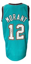 Ja Morant Signé Personnalisé Bleu Sarcelle Pro-Style Basketball Jersey Bas - £154.58 GBP