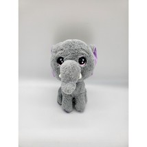 Russ Stuffed Animal Elephant 8 Inch Plush Grey Purple Pink Glitter Eyes Kids Toy - £14.01 GBP