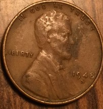 1948 S Us Lincoln Wheat One Cent Penny Coin - £1.15 GBP