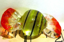 Glass Candy Striped Hanging Ornament Vintage Multi Colored Decoration - $9.85