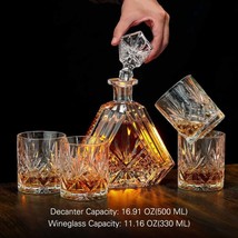 Exquisite and Elegant  Decanter Set with 4 Crystal Glasses Liquor Whiske... - $49.99