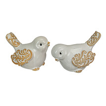 7 Inch Ceramic Bird Figurine Farmhouse Art Home Decor Shelf Sculpture Set of 2 - £28.18 GBP