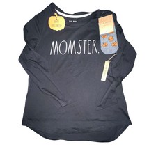 2 Pc Halloween Rae Dunn Momster Long Sleeve T-shirt Top With Socks Large... - $22.56