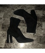 Lola Cruz Zip Up Black Suede Booties Block Heels Size 38 - $26.72