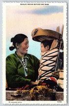 Postcard Native American Navajo Indian Mother And Babe Linen Scalloped Edge - £6.39 GBP