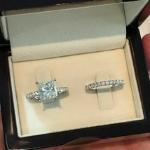 Solid 925 Sterling Silver 2.80Ct Simulated Diamond Engagement Ring Set Size 7.5 - £125.94 GBP